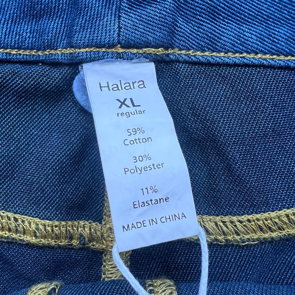 Halara Blue High Waisted Cheeky Denim Shorts XL Stretch Hot Pants High Cut Leg - Picture 12 of 14